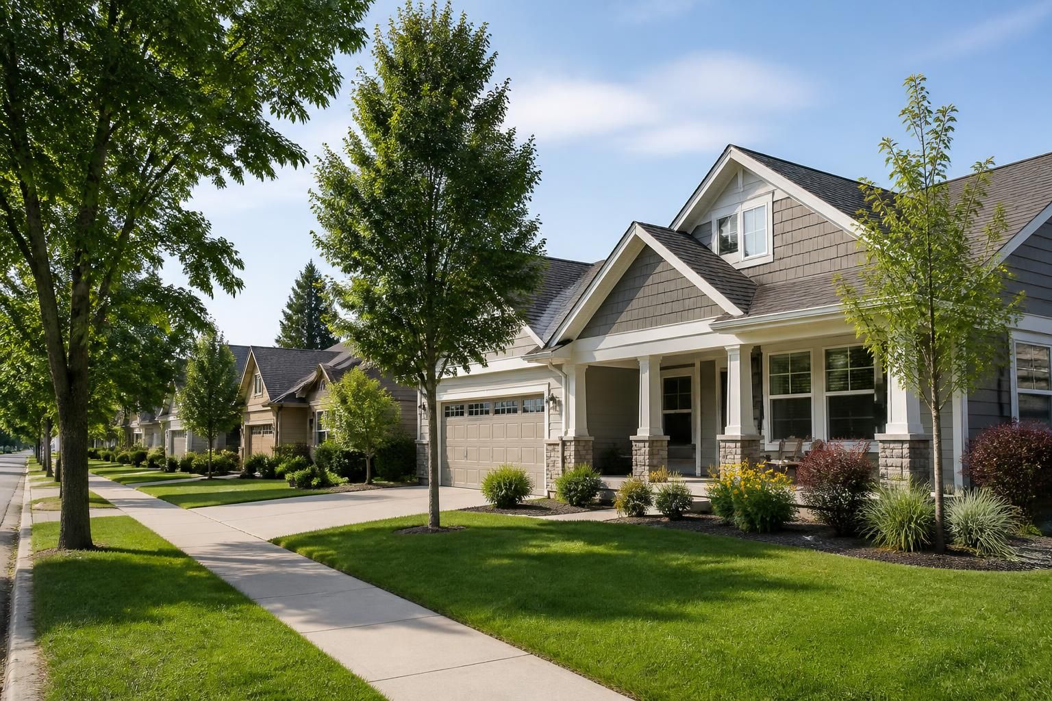 A Nampa residential district with tidy homes and clear rooflines.