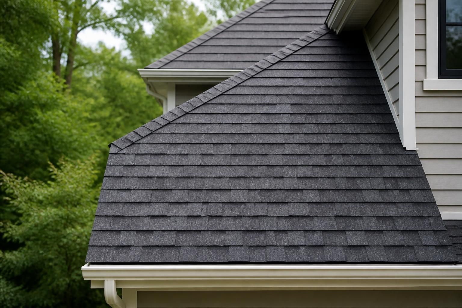 A neatly repaired roof section with seamless shingle matching.